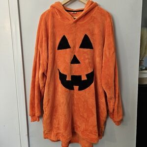 Fuzzy Jack-O-Lantern Hooded Night Gown
